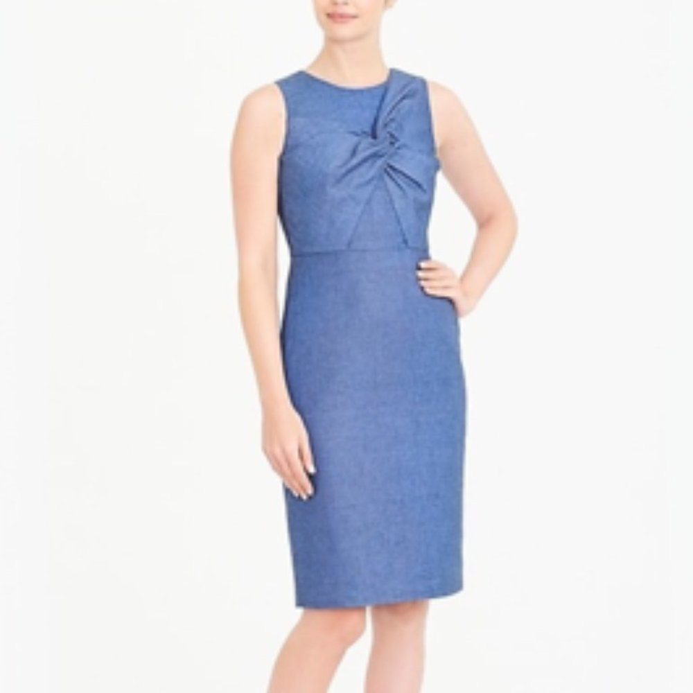 J. Crew Tie Front Dress in Linen-Cotton